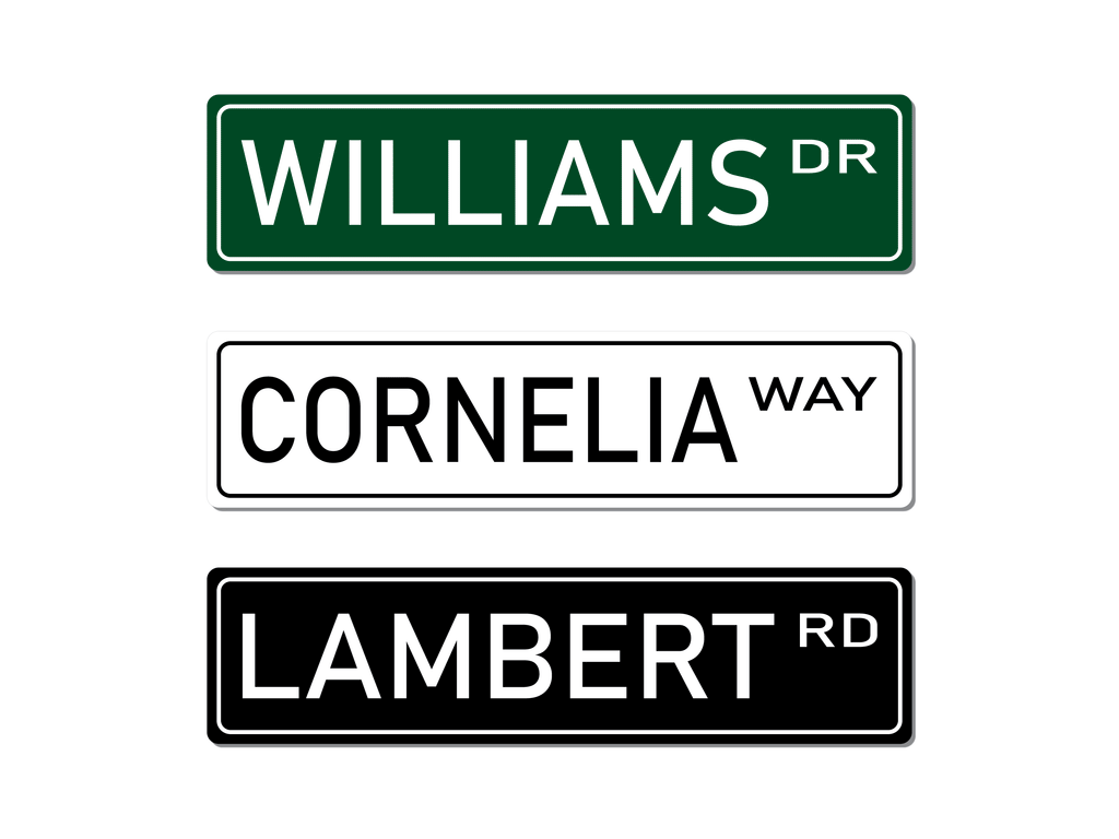 Front View of personalisable aluminium sign.  Green, white and black