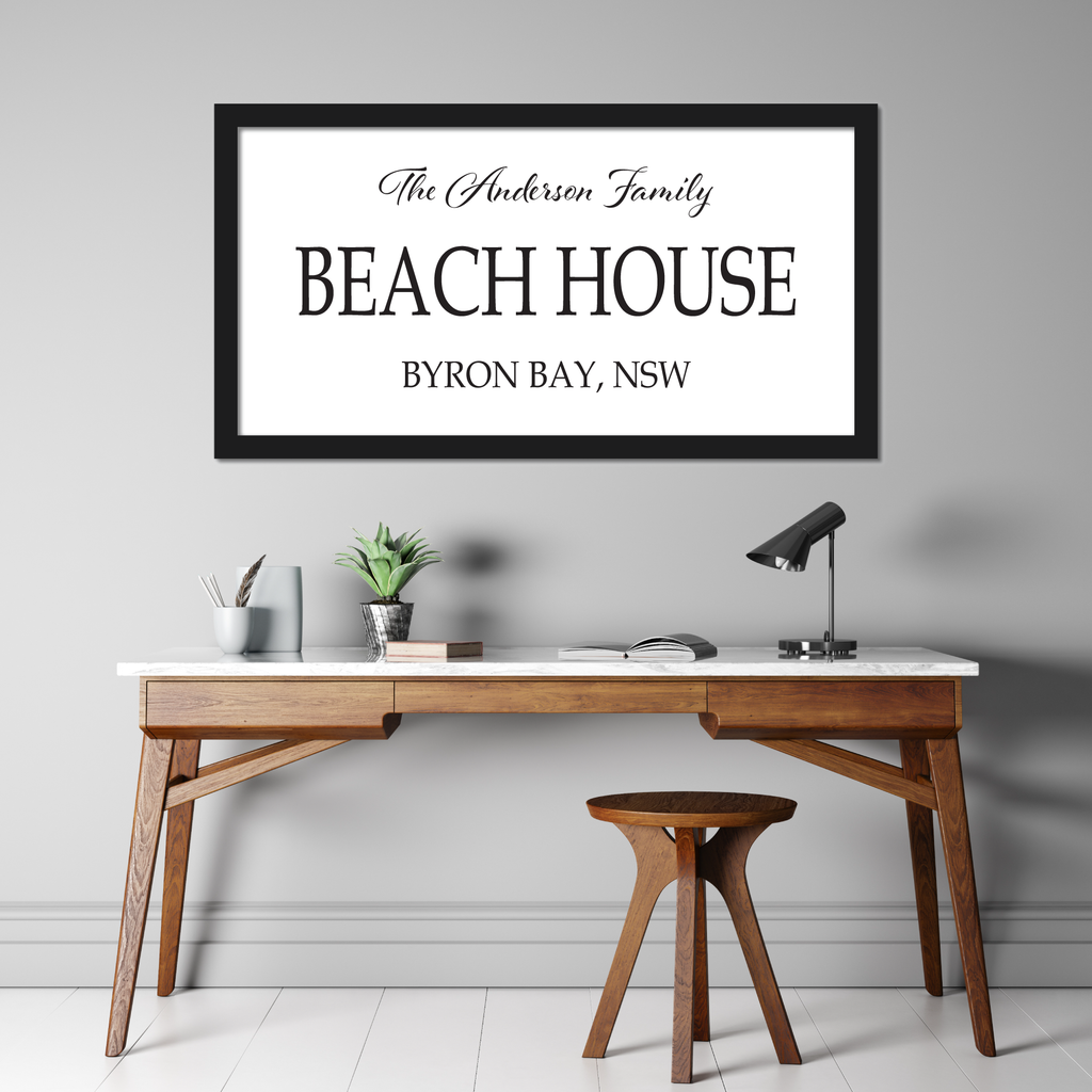 Custom Family Name Wood Framed Beach House Sign - Change The Text To Suit Your Needs