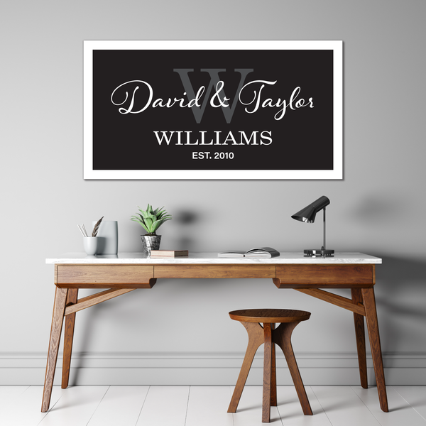 Custom Family Name Wood Framed Sign - Established Date Sign