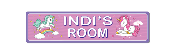 Personalised Unicorn Room Sign - Metal Kids Name Sign