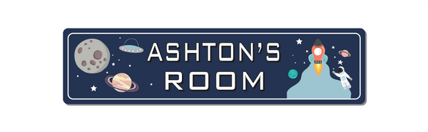 Personalised Space Room Sign - Metal Kids Name Sign - Boy's Room