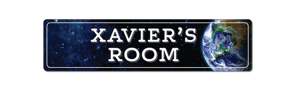 Personalised Space Sign - Metal Kids Name Sign - Boy's Room