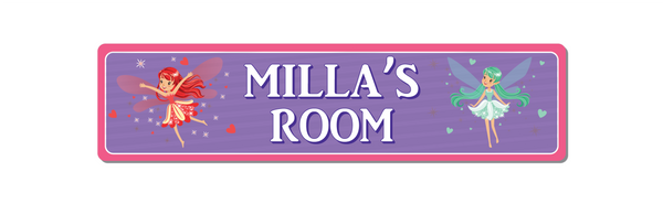 Personalised Fairy Room Sign - Metal Kids Name Sign - Girls Room